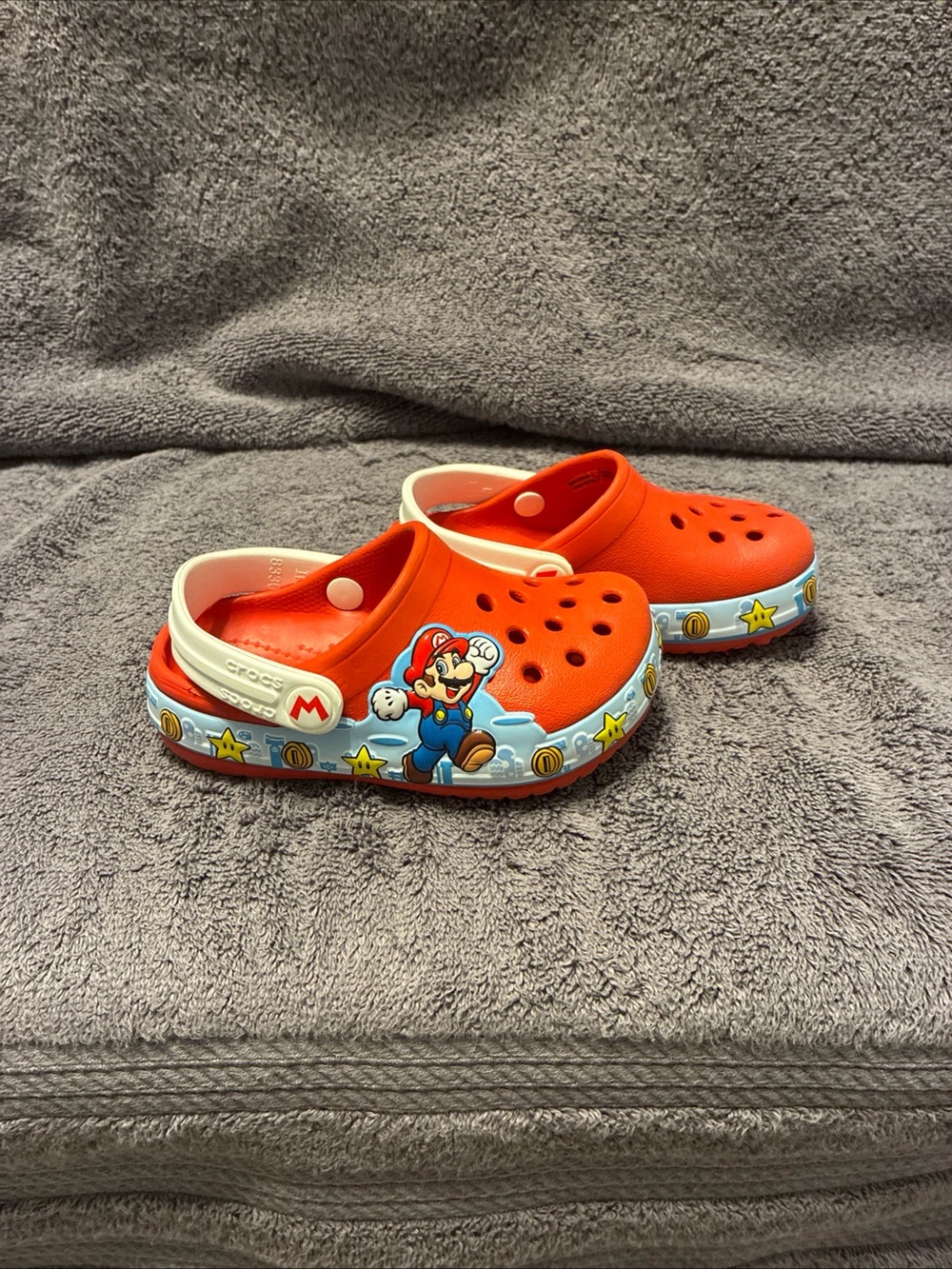 Crocs Fun Lab Super Mario Red White Blue Clog Casual  Shoes Toddler size 6